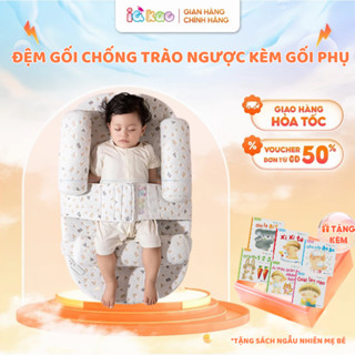 Đệm Gối Chống Trào Ngược Sơ Sinh IQKAO Kèm Gối Chặn Giúp Bé Ngủ Ngon, Hỗ Trợ Tiêu Hóa Chống Nôn BI01