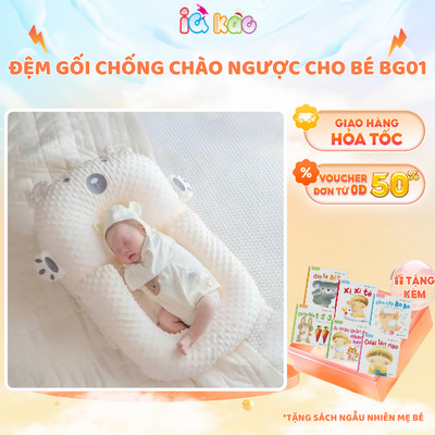 Gối Chống Trào Ngược Sơ Sinh 3 Trong 1 Cao Cấp BG01 - Giảm Nôn Trớ, Vải 3D Thoáng Khí, Dễ Giặt IQKAO