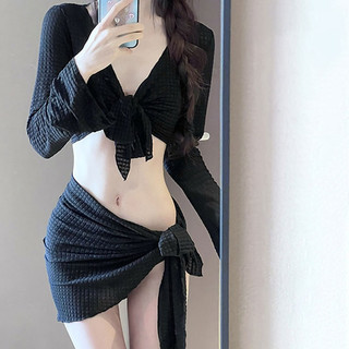  Bikini 2 mảnh nữ LUHZAO đi biển set 4 chi tiết áo 2 dây áo dài tay chống nắng quần tam giác kèm khăn quây 53263 D-35.1 