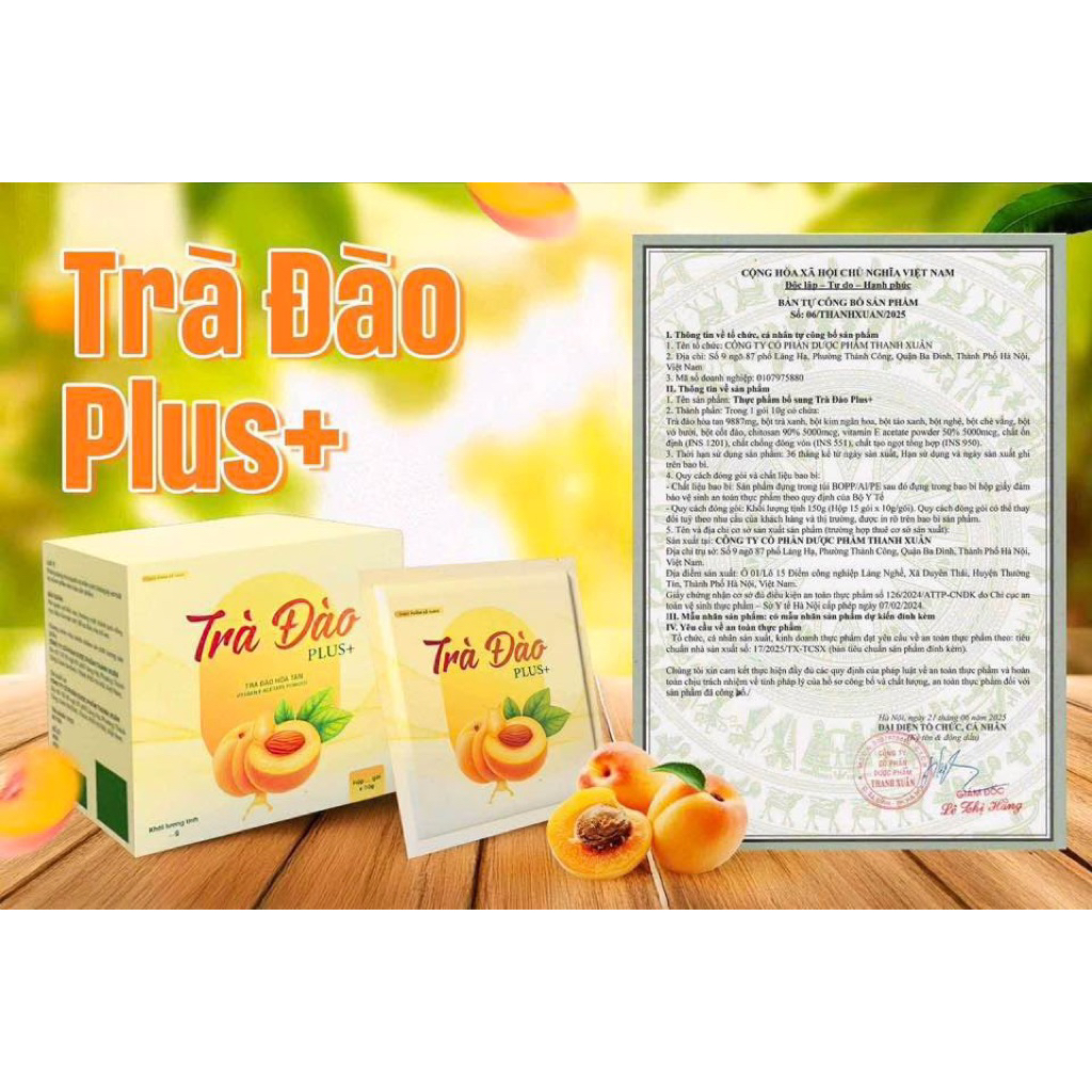 Trà Đào Plus+ (1 Hộp 15 Gói Mẫu Mới)
