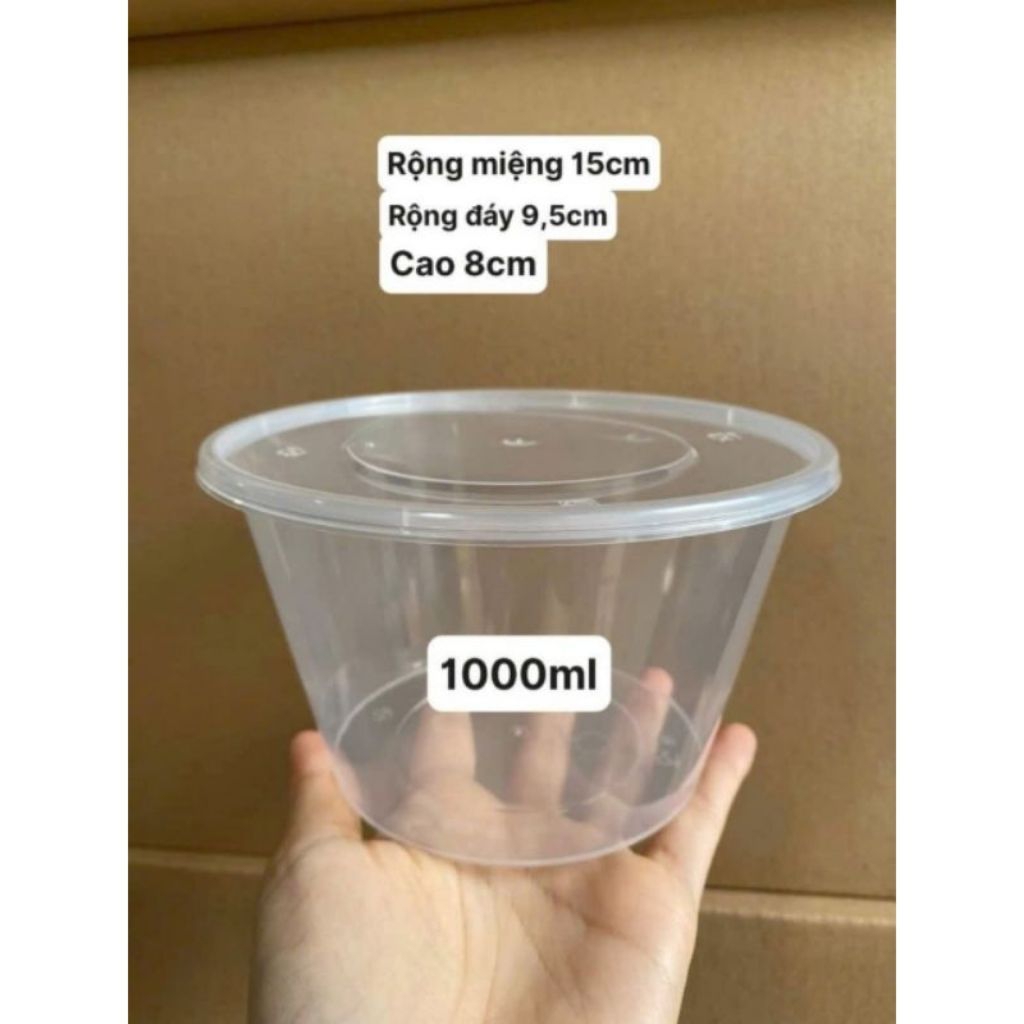 combo 50  chiếc tô nhựa 1000ML kèm nắp đậy