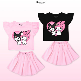  Set váy bé gái Kuromi Amymei áo croptop cotton 4c thoáng mát cho bé 16-45kg VAYAOCTBEO_KRMMLD 