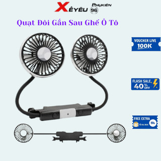  Quạt Đôi Gắn Ghế Ô Tô Xoay 360° – Làm Mát Nhanh 3 Cấp Gió Kết Nối USB Hoạt Động Êm Ái 