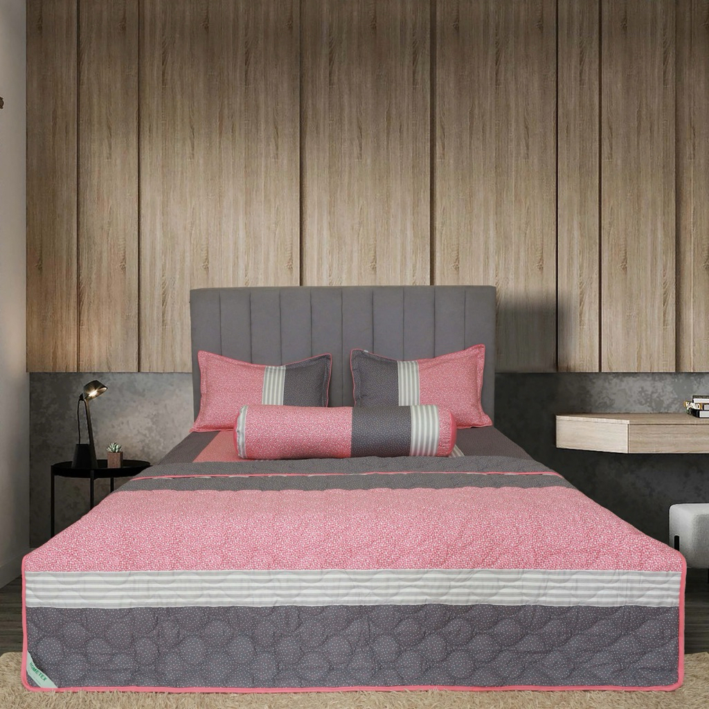 Bộ chăn drap gối, bộ chăn ga gối cotton hoa hometex ( 1m6x2m,1m8x2m)