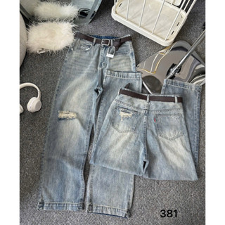 Quần Jean dài ống suông nữ Bigsize 55-90kg thêu nơ túi có rách trẻ trung Ms381