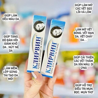Kem bôi mờ sẹo Klirvin Nga 25g – Giảm sẹo thâm, Sẹo lồi, Sẹo lõm, Vết rạn da, sẹo do bỏng