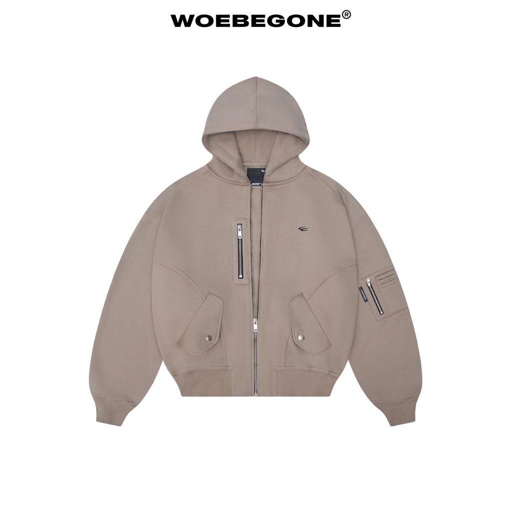 Áo hoodie zip WOEBEGONE "Billie Fawn Hoodie" (Boxy - Crop - Oversize) 350gsm