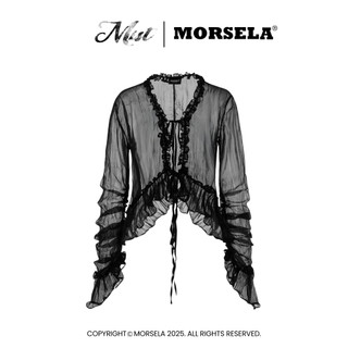  Áo kiểu cardigan nữ MORSELA đi biển chất liệu voan lụa mềm cao cấp dập ly xuyên thấu - MIST 