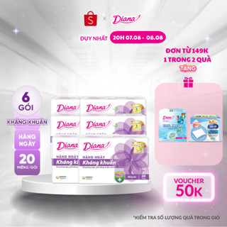 Bộ 6 gói băng vệ sinh Diana hàng ngày Sensi kháng khuẩn gói 20 miếng