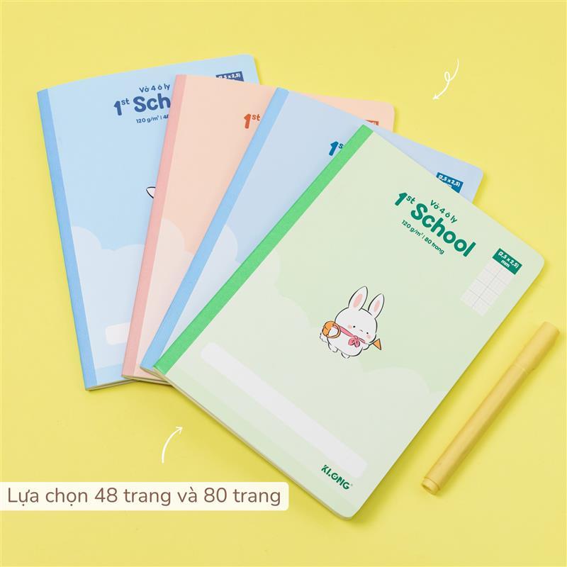 Vở 4 ô ly may dán gáy 1st School B5 - 120GSM - 48/80 Trang