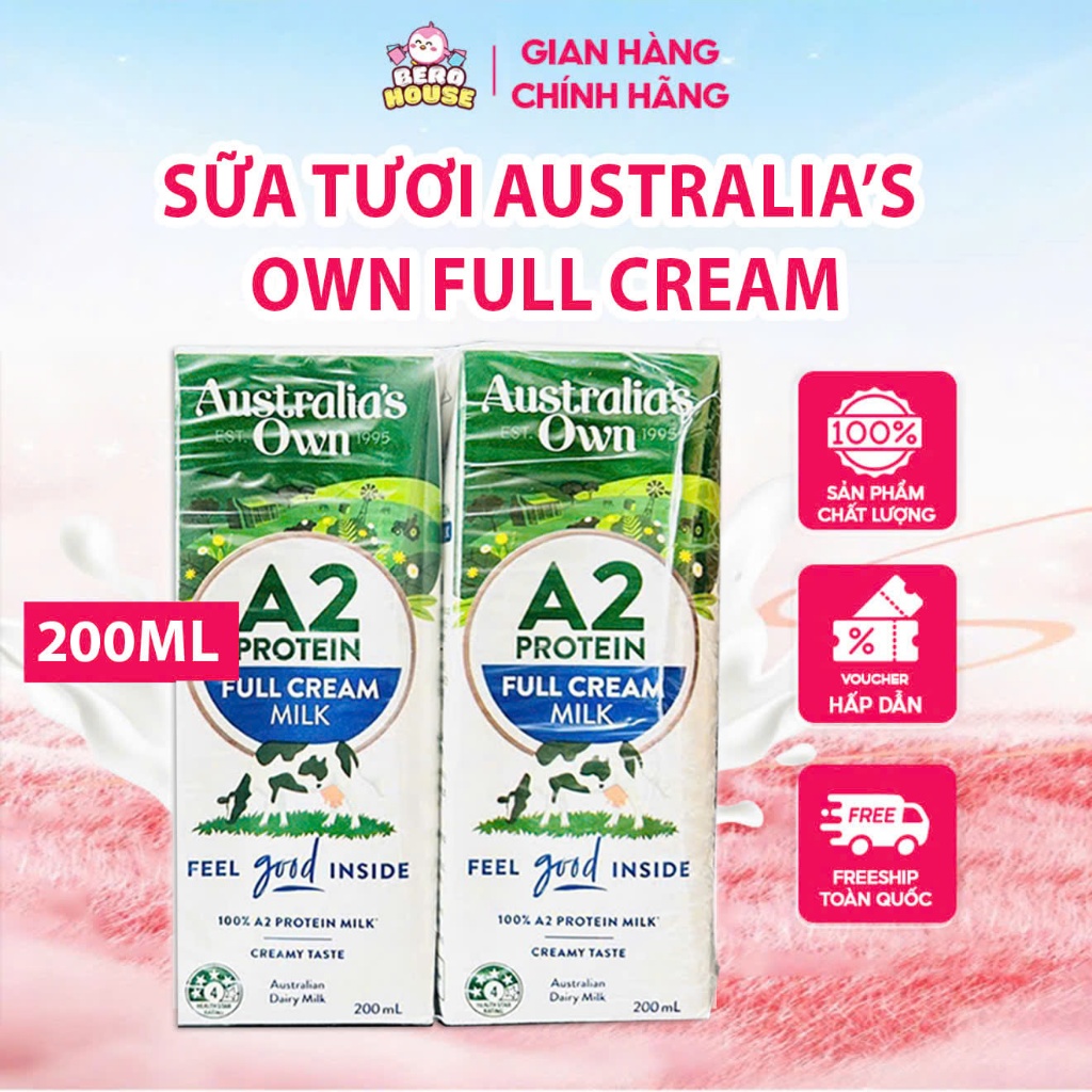 [Date 9/26; Thùng 24 Hộp] Sữa tươi Australia's Own Full Cream