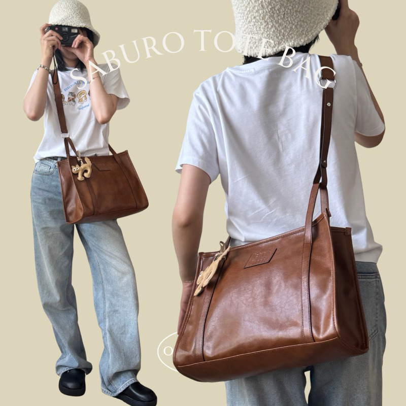 [ Tặng 𝗖𝗵𝗮𝗿𝗺 Random ] 𝗦𝗮𝗯𝘂𝗿𝗼 さぶろう 𝗟𝗲𝗮𝘁𝗵𝗲𝗿 𝗧𝗼𝘁𝗲 𝗕𝗮𝗴 - Túi Tote Premium SABURO ( Ouithebrand ) | BigBuy360 - bigbuy360.vn