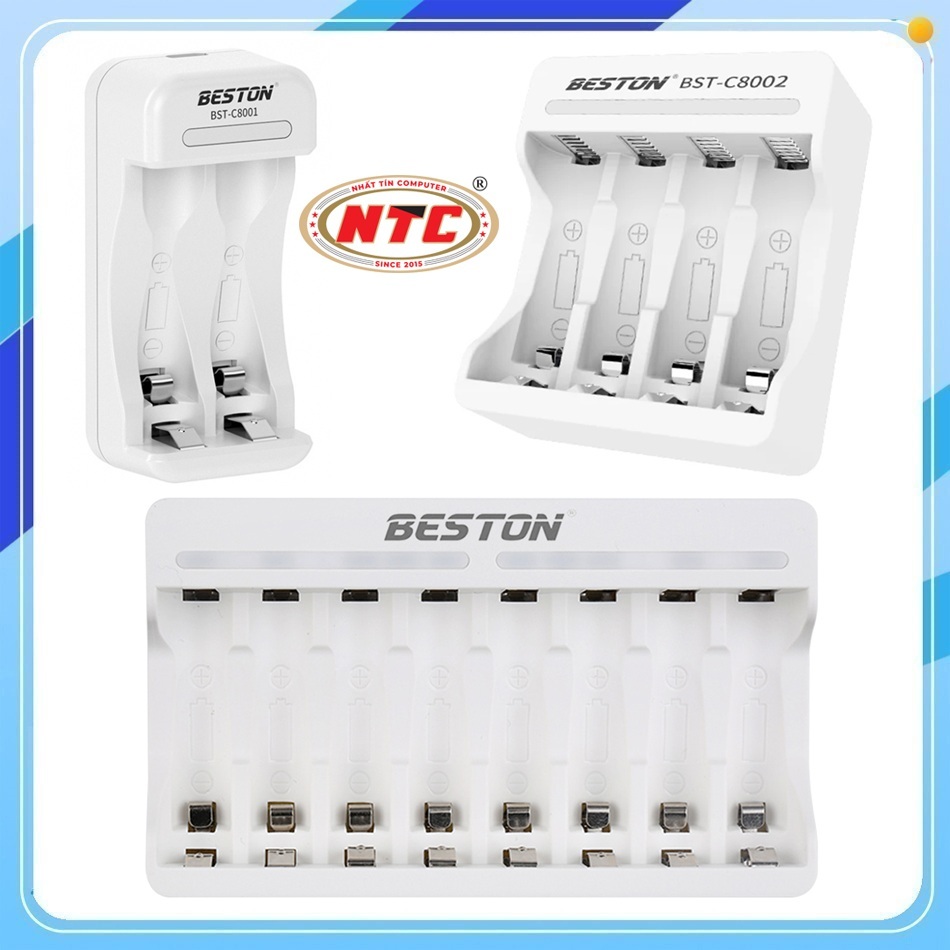Box sạc pin 1.2V Ni-MH Beston cho 2 pin C8001 / 4 pin C8002 / 8 pin C8003 (Trắng) - Nhất Tín Compute