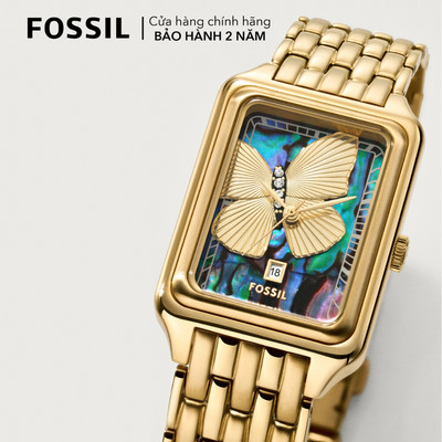Đồng hồ nữ Fossil Raquel mặt số từ vỏ bào ngư lộng lẫy cùng họa tiết bướm đắp nổi, 26MM, dây thép không gỉ, ES5409