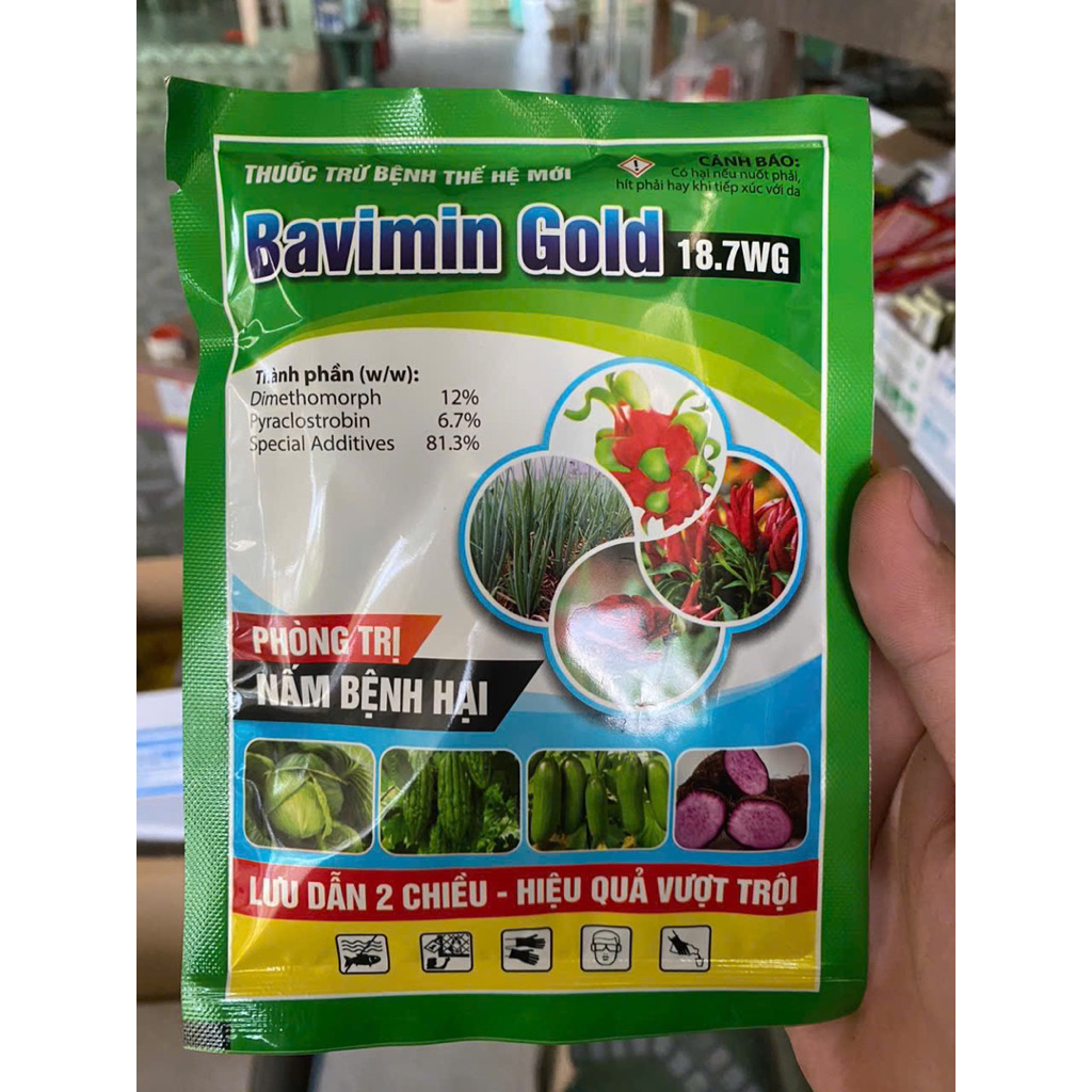 2 Gói Bavimin Gold - Thán Thư, Phấn Trắng, Sương Mai, Thối Trái, Mốc Sương, Vàng Lá