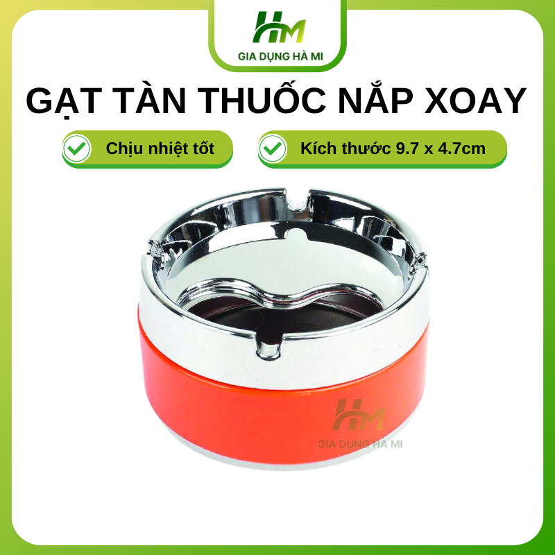 Gạt Tàn Thuốc Nắp Xoay Gạt Tàn Inox Kết Hợp Nhựa Nắp Xoay Tiện Dụng Chống Bay Gạt Tàn Thuốc Đa Dụng