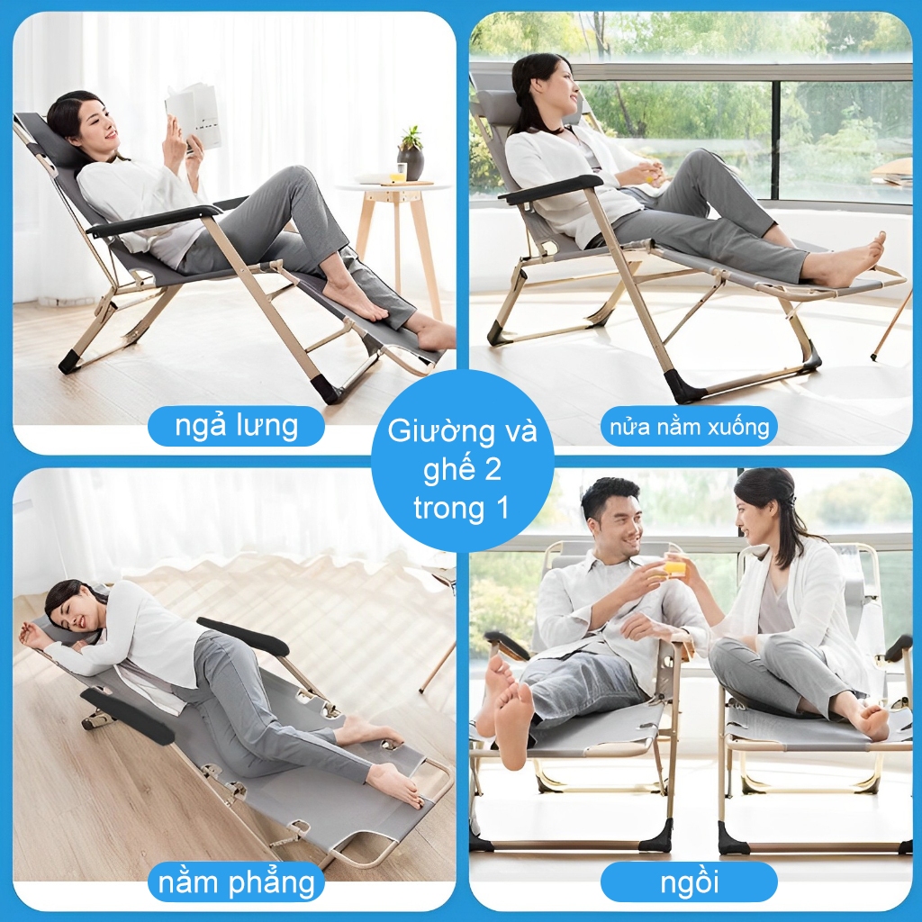 ghế gấp gọn ngủ văn phòng gấp gọn có gối đầu khung hợp kim chịu lực cao cấp Có thể chịu được 200KG | BigBuy360 - bigbuy360.vn