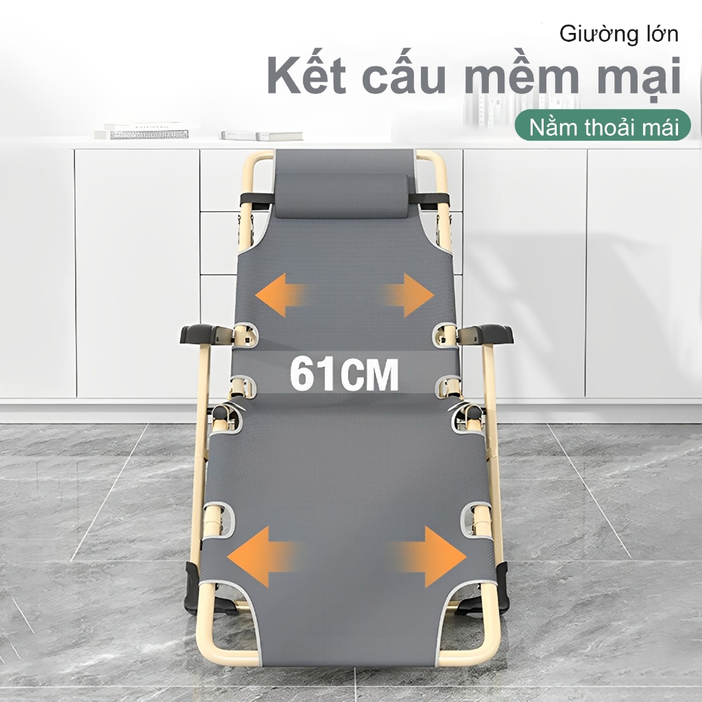 ghế gấp gọn ngủ văn phòng gấp gọn có gối đầu khung hợp kim chịu lực cao cấp Có thể chịu được 200KG | BigBuy360 - bigbuy360.vn