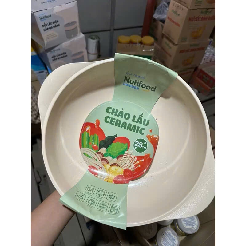 [Green Cook] Chảo lẩu chống dính phủ sứ Ceramic, size 28cm - Hàng khuyến mãi của NUTIFOOD