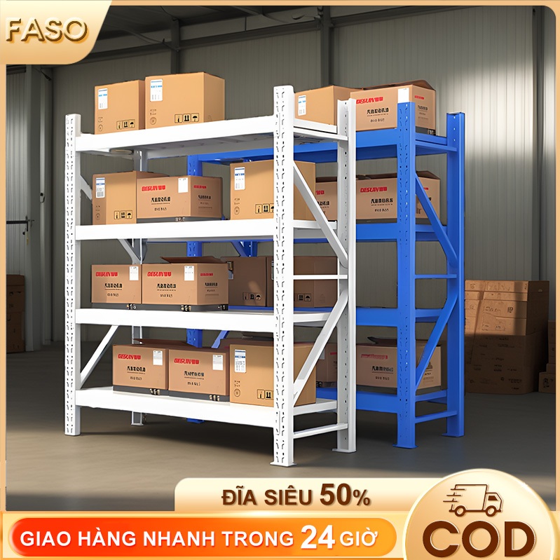 FASO Kệ đa tầng nhẹ Kệ sắt v lỗ lắp ghép không cần ốc vít dùng cho phòng khách và nhà bếp