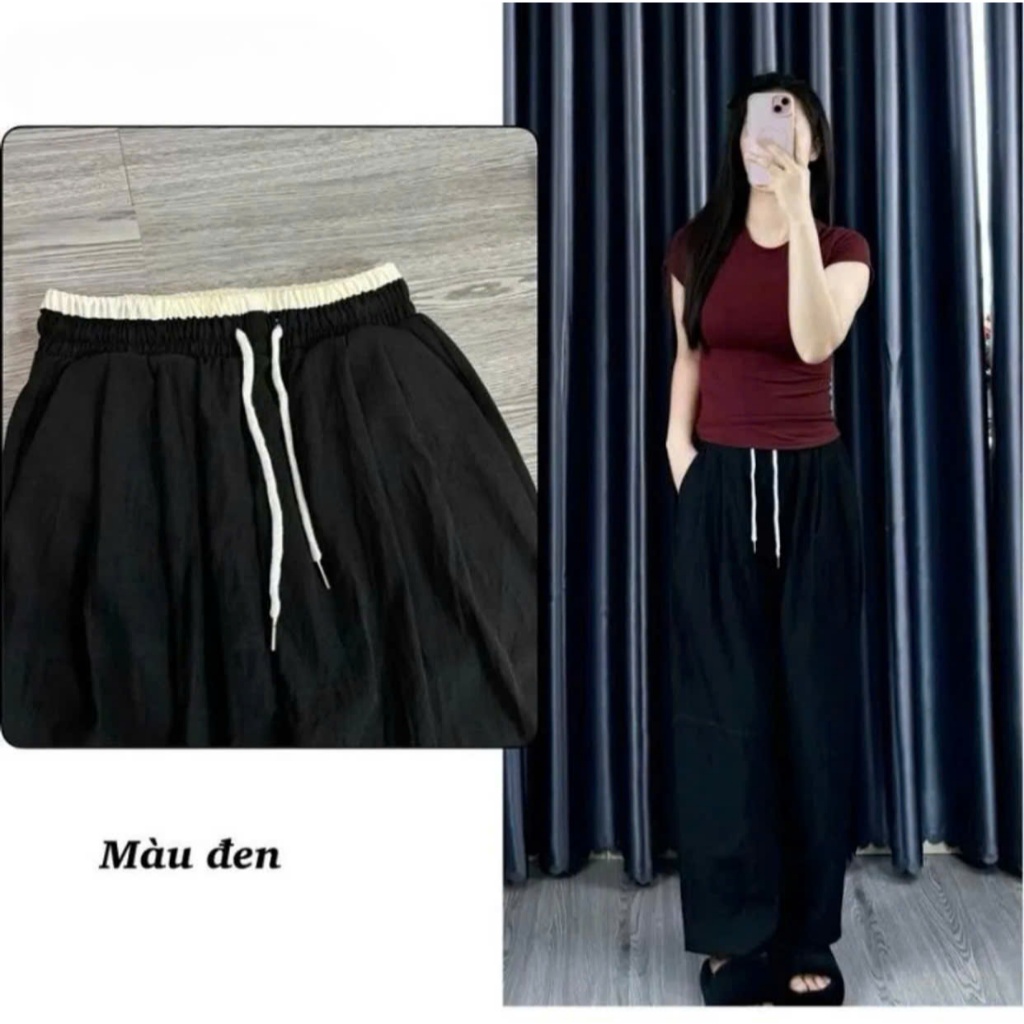 ( Có Lót Lông ) Quần Gió Lụa Dáng Bom Nữ - Quần Baggy Gió Phối Viền Cạp Siêu Nhẹ, Quần Thể Thao Phong Cách | BigBuy360 - bigbuy360.vn