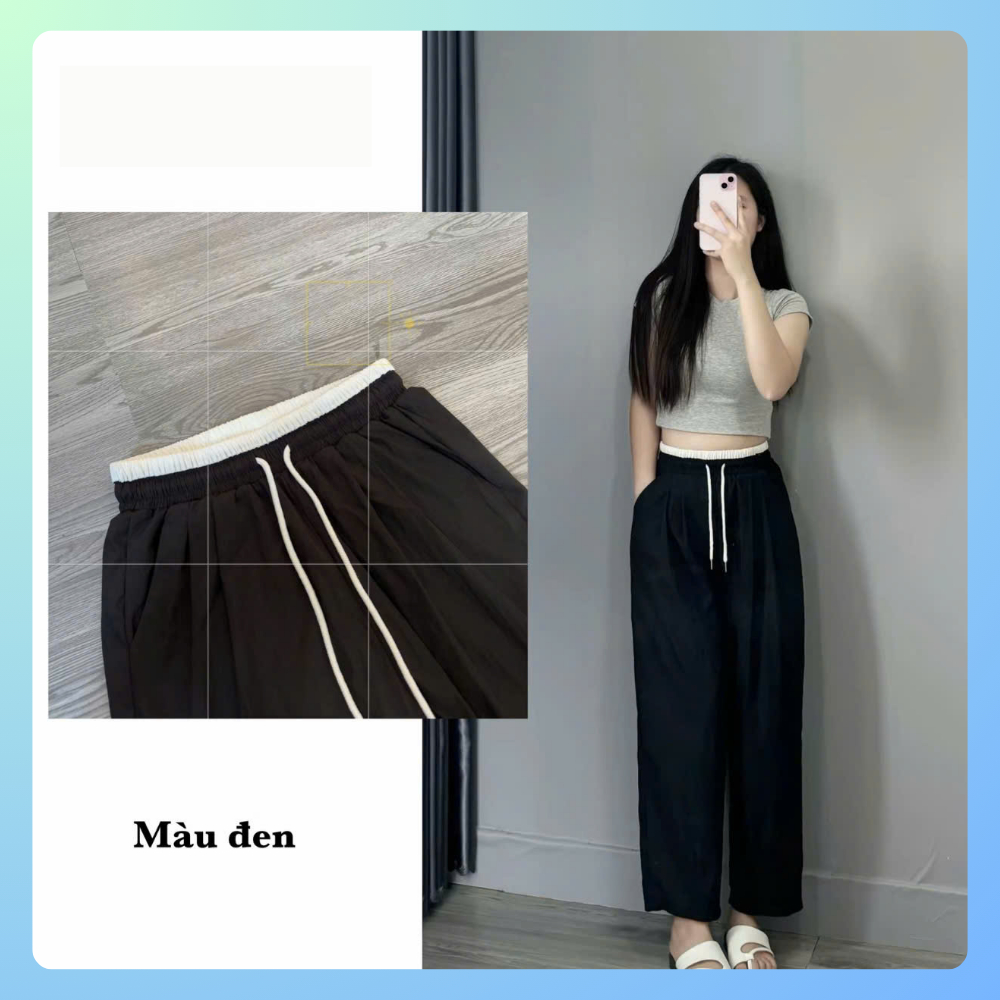 ( Có Lót Lông ) Quần Gió Lụa Dáng Bom Nữ - Quần Baggy Gió Phối Viền Cạp Siêu Nhẹ, Quần Thể Thao Phong Cách | BigBuy360 - bigbuy360.vn