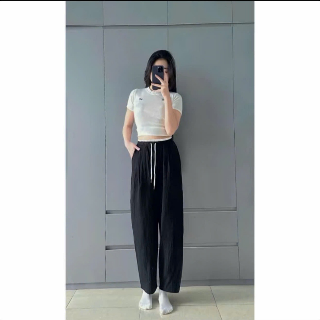 ( Có Lót Lông ) Quần Gió Lụa Dáng Bom Nữ - Quần Baggy Gió Phối Viền Cạp Siêu Nhẹ, Quần Thể Thao Phong Cách | BigBuy360 - bigbuy360.vn
