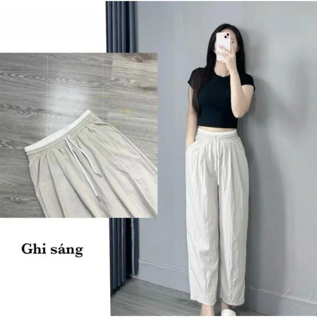 ( Có Lót Lông ) Quần Gió Lụa Dáng Bom Nữ - Quần Baggy Gió Phối Viền Cạp Siêu Nhẹ, Quần Thể Thao Phong Cách | BigBuy360 - bigbuy360.vn