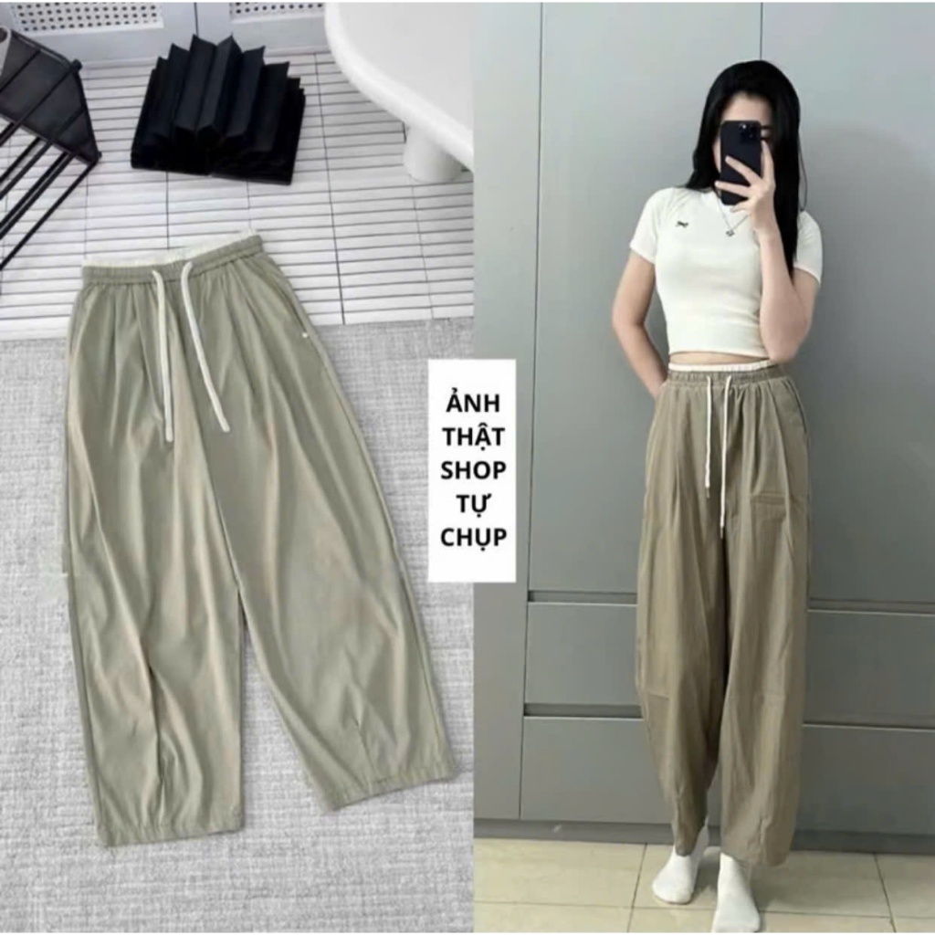 ( Có Lót Lông ) Quần Gió Lụa Dáng Bom Nữ - Quần Baggy Gió Phối Viền Cạp Siêu Nhẹ, Quần Thể Thao Phong Cách | BigBuy360 - bigbuy360.vn