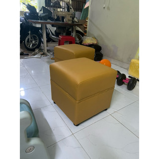 Ghế đôn vuông ô da simili