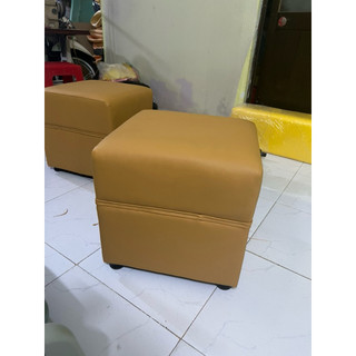 Ghế đôn vuông ô da simili