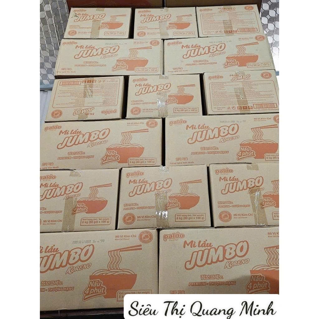 Thùng 80 Gói Mì Lẩu Koreno Jumbo Vị Kim Chi - Vị Bò Cay / Gói 100g