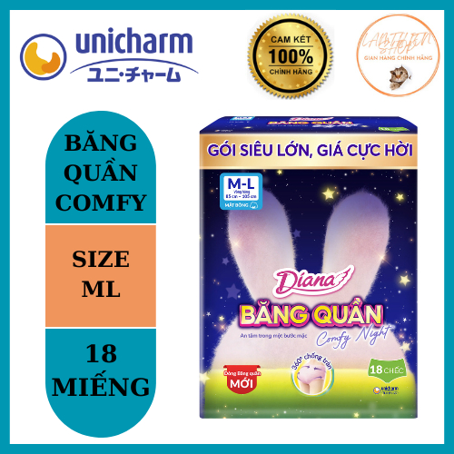 Diana Băng Quần Comfy Night size M-L 18 chiếc/gói