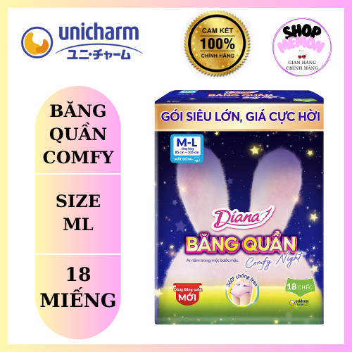 Diana Băng Quần Comfy Night size M-L 18 chiếc/gói
