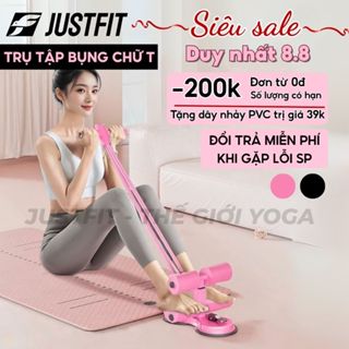 Dụng Cụ Tập Cơ Bụng Nâng Cấp Tại Nhà Đế Hút Chân Không Trụ Chữ T Kèm Dây Kéo Đàn Hồi 4 Ống JUSTFIT