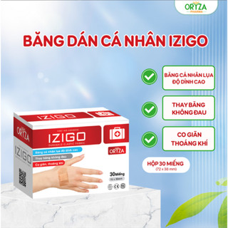 Băng dán cá nhân IZIGO hộp 30 miếng, băng dán y tế lành thương 72*38mm Global Pharma