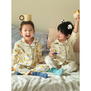   Linanxi  Bộ Quần Áo Dài Tay Pijama Cotton Dày Dặn Hoạ Tiết Dễ Thương Cho Bé Trai Bé Gái Hàng Quảng Châu Cao Cấp 