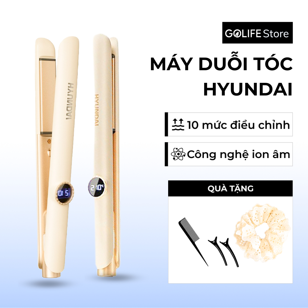Máy duỗi tóc Hyundai màn hình LED, máy ép thẳng tóc ion âm nuôi dưỡng bảo vệ tóc khỏi hư tổn Golife