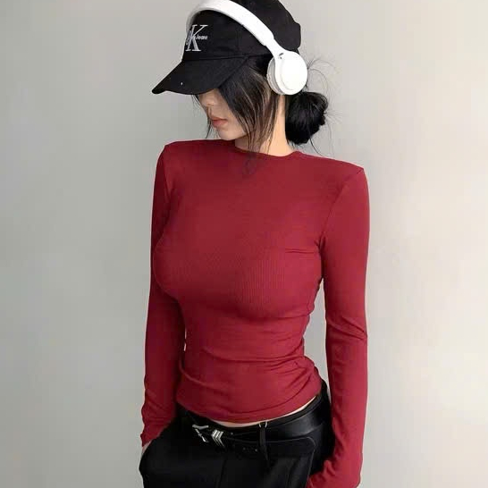 Áo thun dài tay nữ form ôm chất liệu cotton lông mịn co giãn 4 chiều ATD-05 | BigBuy360 - bigbuy360.vn