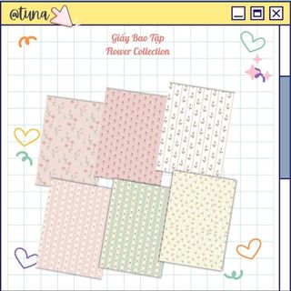  Giấy Bao Tập Bọc Vở   Flower Collection   Bao Vở Bao Sách Giáo Khoa Màu Hồng Pastel A5 B5 