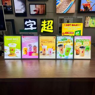 Bảng LED Quảng Cáo Menu A4 Để Bàn, Mặt Kính Cường Lực, Thay Menu Nhanh Chóng | Tân Hải Thái