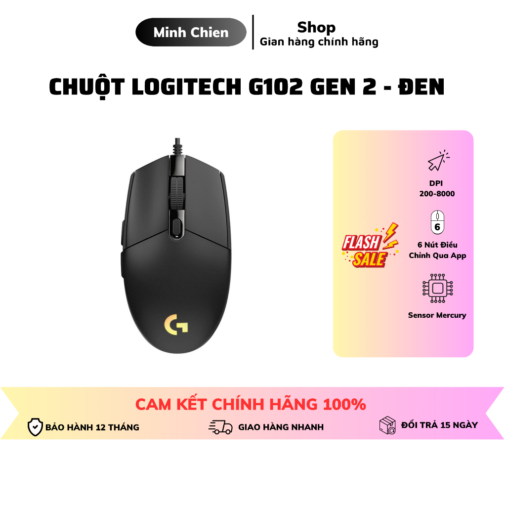 Chuột chơi game Logitech G102 - Đen ( Gen 2 ) RGB - Tùy chỉnh Macro - Nhận App G Hub