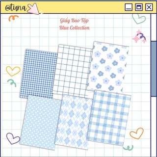  Giấy Bao Tập Bao Vở  BLUE COLLECTION   Bao Sách Giáo Khoa Màu Xanh Biển Pastel A5 B5 
