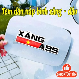 Tem dán nắp bình xăng dầu ô tô, xăng A95, dầu diesel 0.001S, cờ Việt Nam, logo dán xe, Mày mò Store