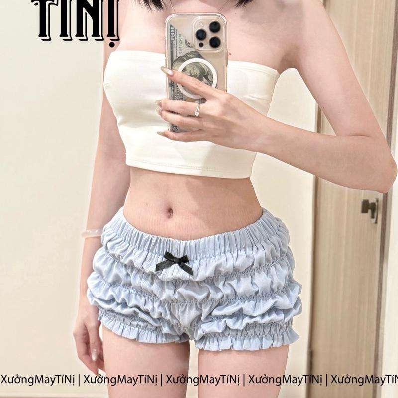 Xuongmaytini - Set Quần Bí có nơ Tí Nị (không kèm bra) vải xốp mỏng may nhún tôn vòng 3 quần đi biển Quần_Q1 | BigBuy360 - bigbuy360.vn