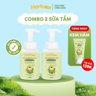 Combo 2 sữa tắm gội cho bé Harinas dạng bọt dịu nhẹ ngừa chàm sữa, mẩn ngứa, phòng cảm cho trẻ từ chùm ngây 150ml