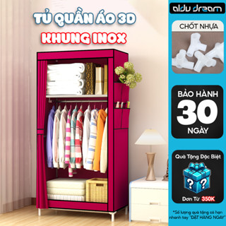 {ADLV DREAM} Tủ treo quần áo Tủ đựng quần áo Tủ nhựa ghép Tủ vải đựng quần áo 3D có cửa kéo khóa Tủ quần áo hiện đại