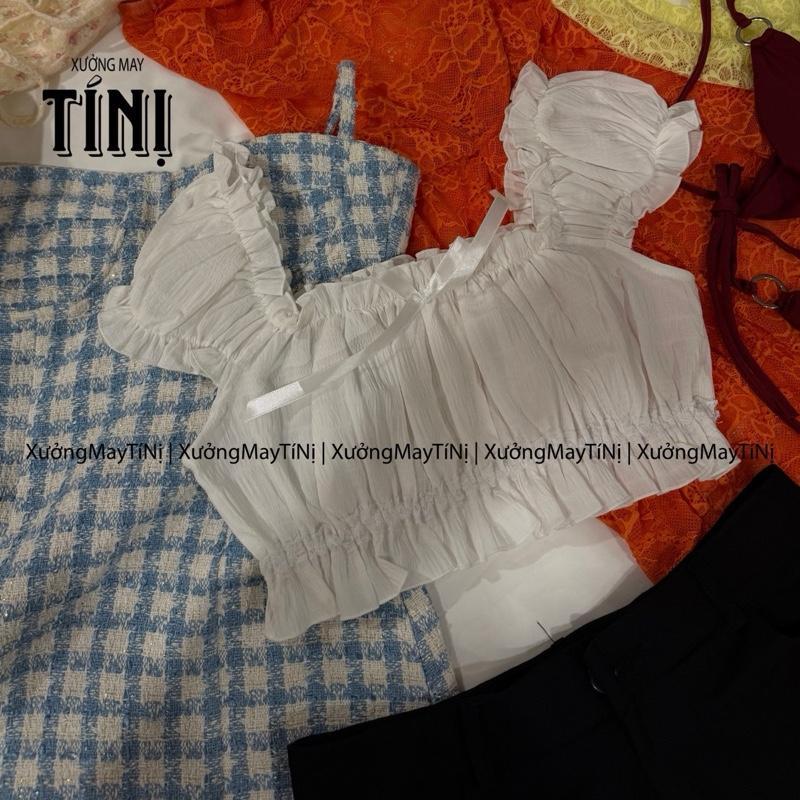 Xuongmaytini - Áo Trễ vai Croptop và Chân váy dài Tí Nị vải xốp Mỏng đi biển | BigBuy360 - bigbuy360.vn