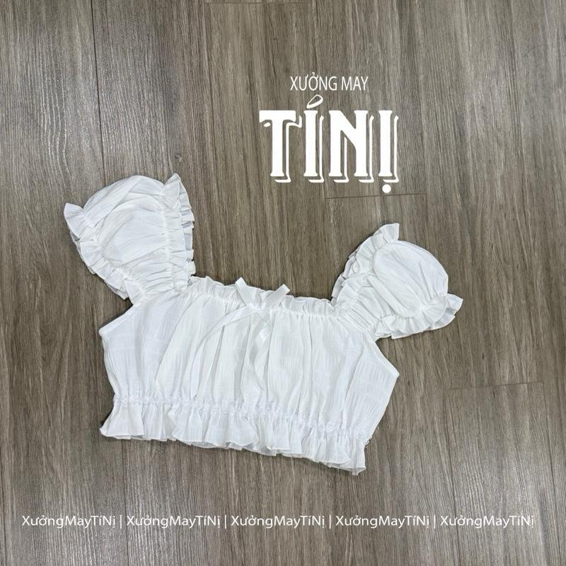 Xuongmaytini - Áo Trễ vai Croptop và Chân váy dài Tí Nị vải xốp Mỏng đi biển | BigBuy360 - bigbuy360.vn