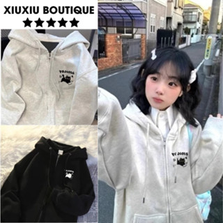  Áo Hoodie Zip Nữ Form Rộng Hình Mèo Dễ Thương | Áo Khoác Nỉ Bông Ulzzang Hàn Quốc | Hoodie Nữ Cute   có túi trong   